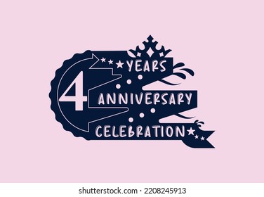 4 years anniversary celebration logo and sticker design