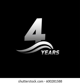 4 Years Anniversary Celebration logo Design. black and white color