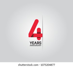 4 years anniversary celebration logotype. anniversary logo with red color isolated on white background, vector design for celebration, invitation card, and greeting card