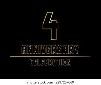4 years anniversary celebration logotype. anniversary logo with golden color isolated on black background