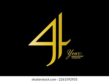 celebración de 4 años logotipo de oro vector, logo de 4 cumpleaños, número 4, banner de año de aniversario, elementos de diseño de aniversario para tarjeta de invitación y afiche. vector de diseño de número