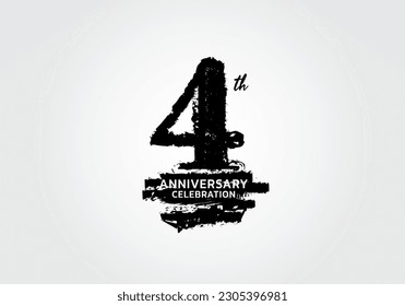 4 years anniversary celebration logotype black vector, 4th birthday logo, 4 number design, anniversary year banner, anniversary design elements for invitation card and poster. number design vector