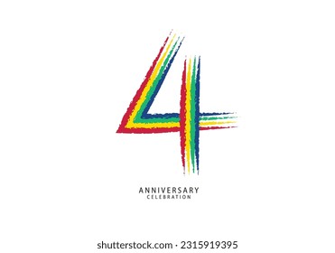 4 years anniversary celebration logotype colorful line vector, 4th birthday logo, 4 number design, anniversary template, anniversary vector design elements for invitation card, poster, flyer.