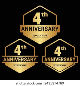 4 years anniversary celebration logotype. 4th anniversary logo collection. Set of anniversary design template. Vector and illustration.