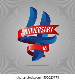 4 years anniversary celebration logotype. 4th  logo, gray background