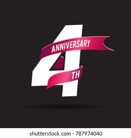 4 years anniversary celebration logotype black background