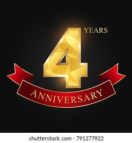 4 years anniversary celebration logotype black background.