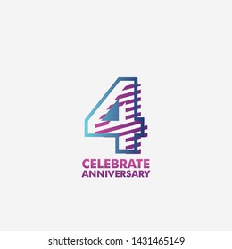 4 years anniversary celebration vector template design illustration