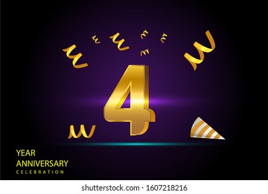 4 Years Anniversary Celebration Vector Template Design Illustration