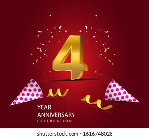 4 Years Anniversary Celebration Vector Template Design Illustration