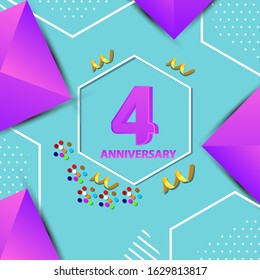 4 Years Anniversary Celebration Vector Template Design Illustration