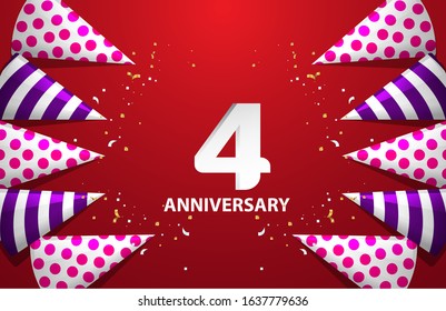 4 Years Anniversary Celebration Vector Template Design Illustration