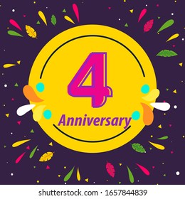 4 Years Anniversary Celebration Vector Template Design Illustration