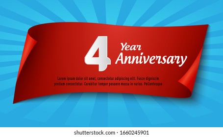 4 Years Anniversary Celebration Vector Template Design Illustration