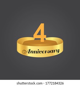 4-jährige Jubiläumsfeier Vektor Template Design Illustration