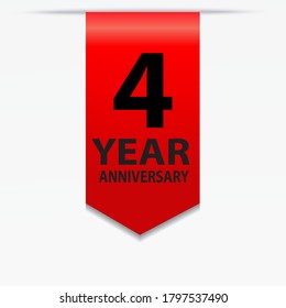 Ilustración de diseño de plantillas vectoriales de celebración de 4 años