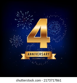 4 Years Anniversary Celebration, Vector Design Illustration Template