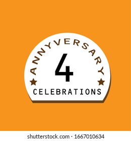 4 Years Anniversary Celebration Vintage Circle Vector Template Design Illustration