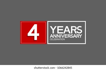 4 years anniversary design horizontal square style with red and white color for celebration event