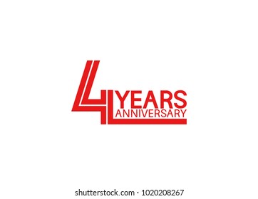 4 years anniversary design with red multiple line style isolated on white background for celebration