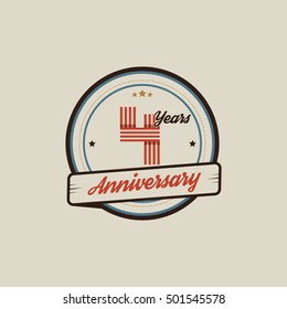 4 years anniversary design in Retro and Vintage style 