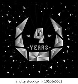 4 years anniversary design template. Low poly design.