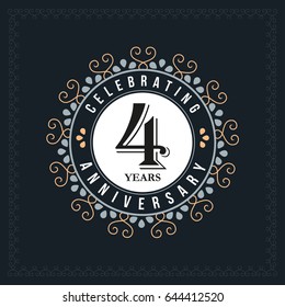 4 years anniversary design template. Vector and illustration. celebration anniversary logo. classic, vintage style