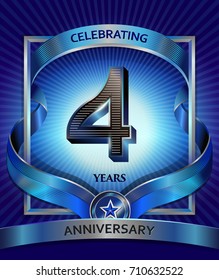 4 years anniversary design template for invitation, advertising, banner, vector design