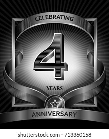 4 years anniversary design template for invitation, advertising, banner, vector design