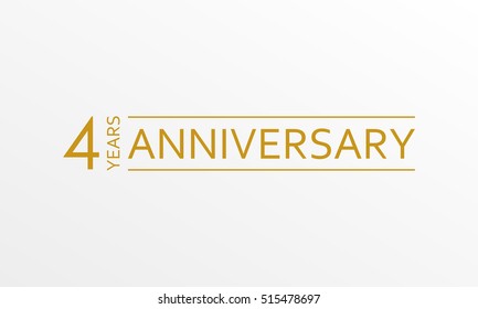 4 years anniversary emblem. Anniversary icon or label. 4 years celebration and congratulation design element. Vector illustration.