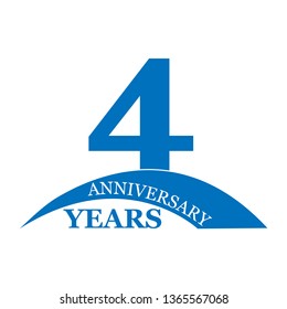 4 years anniversary, flat simple design, logo