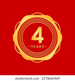 4 years anniversary, gold hexagon anniversary template with circular rope