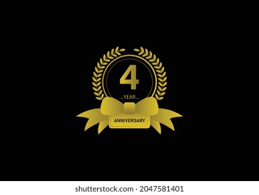 4 years anniversary golden color with on black background for anniversary celebration event