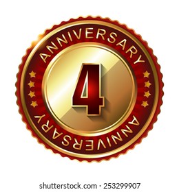 4 Years anniversary golden label. 
