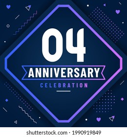 4 years anniversary greetings card, 4 anniversary celebration background free vector.