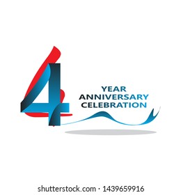 4 years anniversary linked logotype with red color isolated on white background for company celebration event