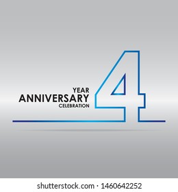 4 years anniversary linked logotype with blue color isolated on white background for company celebration event