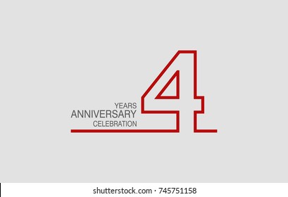 4 years anniversary linked logotype with red color isolated on white background for company celebration event