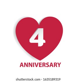 4 Years Anniversary Logo Celebration With Love