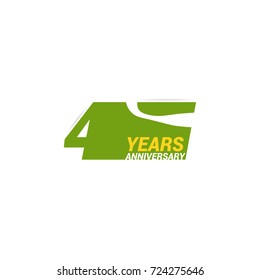 4 Years  Anniversary  Logo Celebration with negative space design. Isolated on White Background