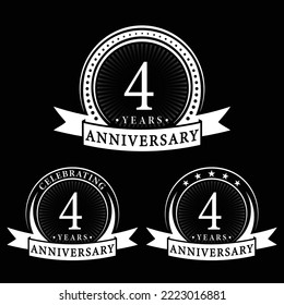 4 years anniversary logo collections. Set of 4th Anniversary logotype template. Vector and illustration.