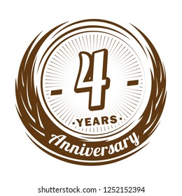 4 years anniversary. Anniversary logo design. 4 years logo