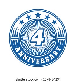 4 years anniversary. Anniversary logo design. Vector and illustration.