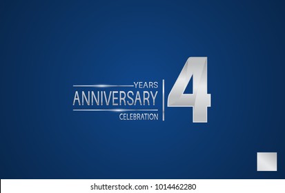 4 years anniversary logo with elegance silver color isolated on blue background for celebration event