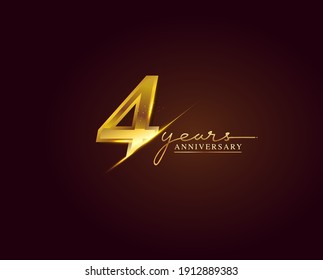 4 Years Anniversary Logo Golden Colored isolated on elegant background, vector design for greeting card and invitation card svg