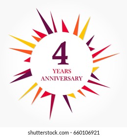 4 years anniversary logo isolated in colorful triangles