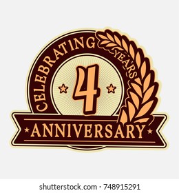 4 years anniversary logo template. Vector and illustration.