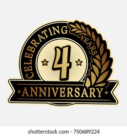 4 years anniversary logo template. Vector and illustration.