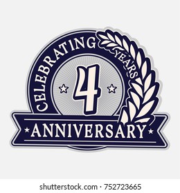 4 years anniversary logo template. Vector and illustration.