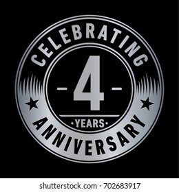 4 years anniversary logo. Vector and illustration.